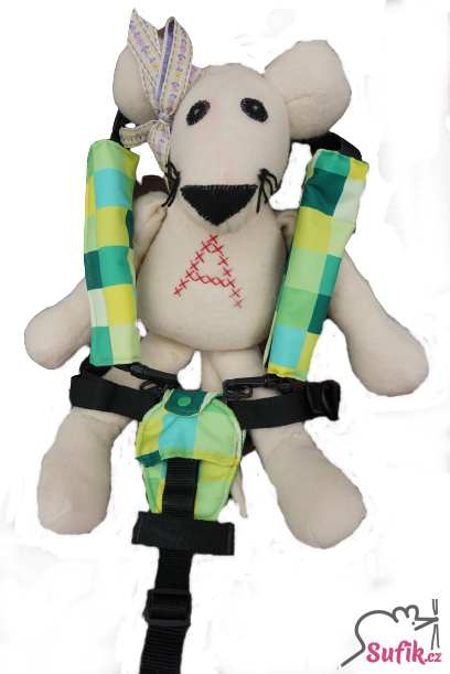 Chránič na pásy kočáru - sada popruhy u ramen a přezky rozkroku černá