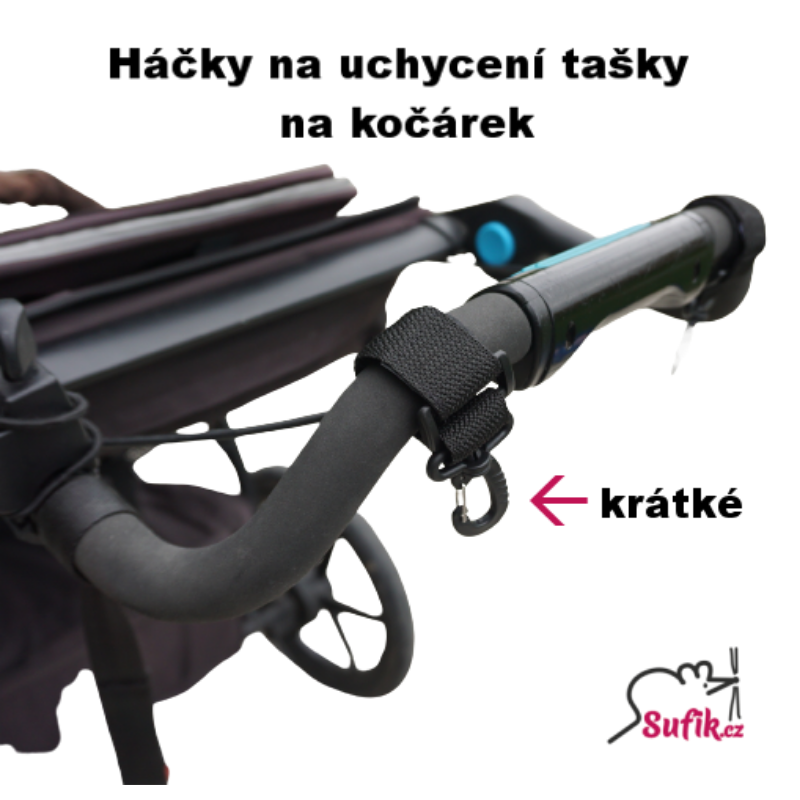 Háček na uchycení tašky na kočárek krátký 2 ks