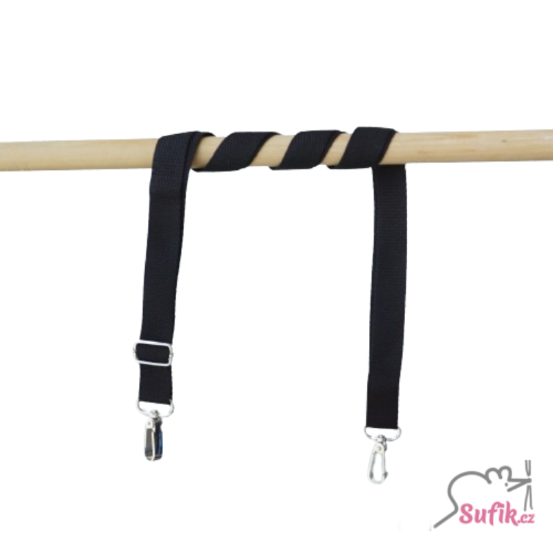 Černý popruh, plastové kování