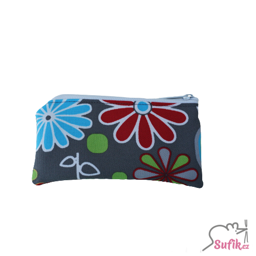 Kapsička na zip 9x16 cm louka/ bílý zip