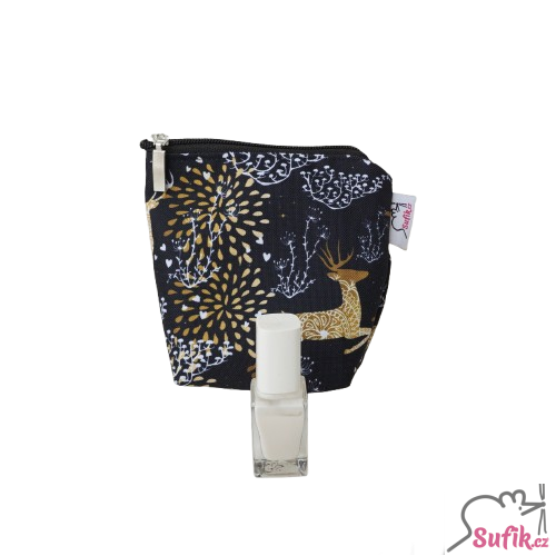Kosmetická taštička zlatí jeleni na černé 1