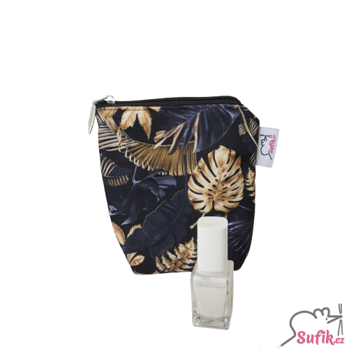 Kosmetická taštička zlaté listy na černé 
