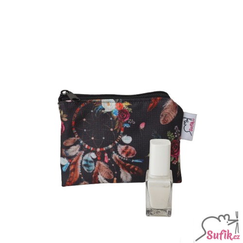 Kapsička na zip 10x13 cm lapače snů na šedé