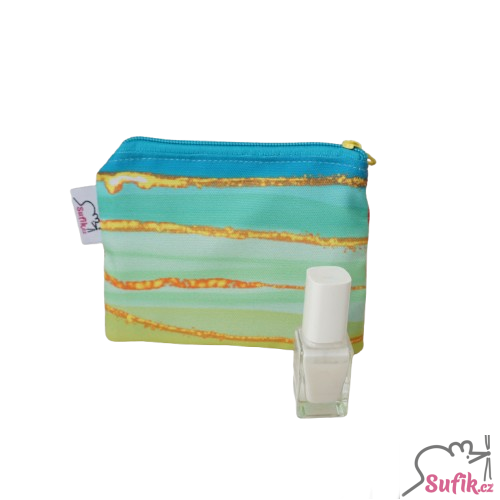 Kapsička na zip 11x14 cm proužky se zlatou