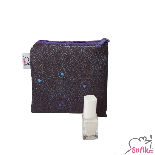 Kapsička na zip 15x15 cm mandaly na černé