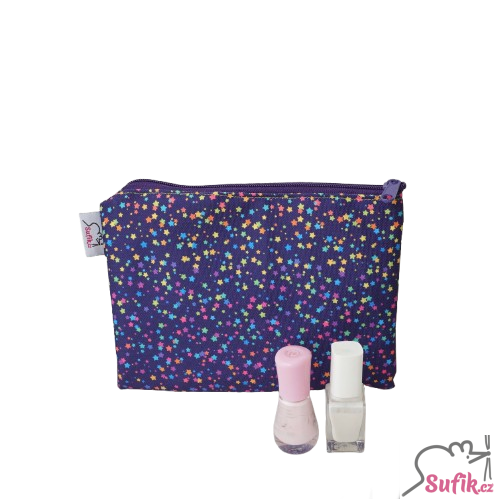 Kapsička na zip 15,5x20 cm hvězdičky na fialové