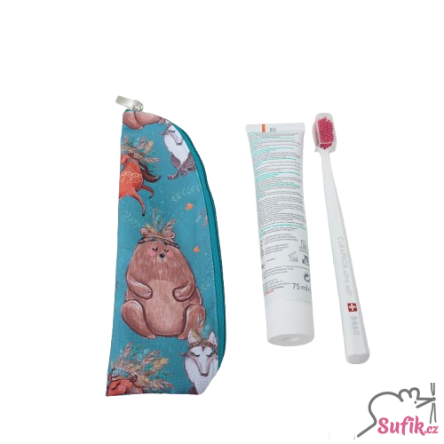 Kapsička na příbory/kartáček na zuby indiánská zvířátka na petrolejové