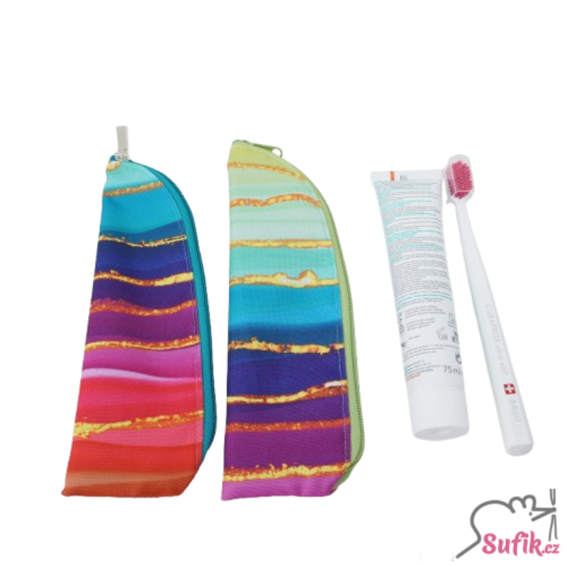 Kapsička na příbory/kartáček na zuby duhové proužky