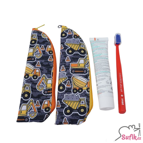 Kapsička na příbory/kartáček na zuby stavební stroje
