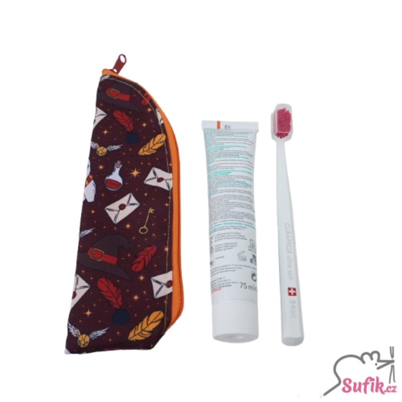Kapsička na příbory/kartáček na zuby se sovou a dopisem