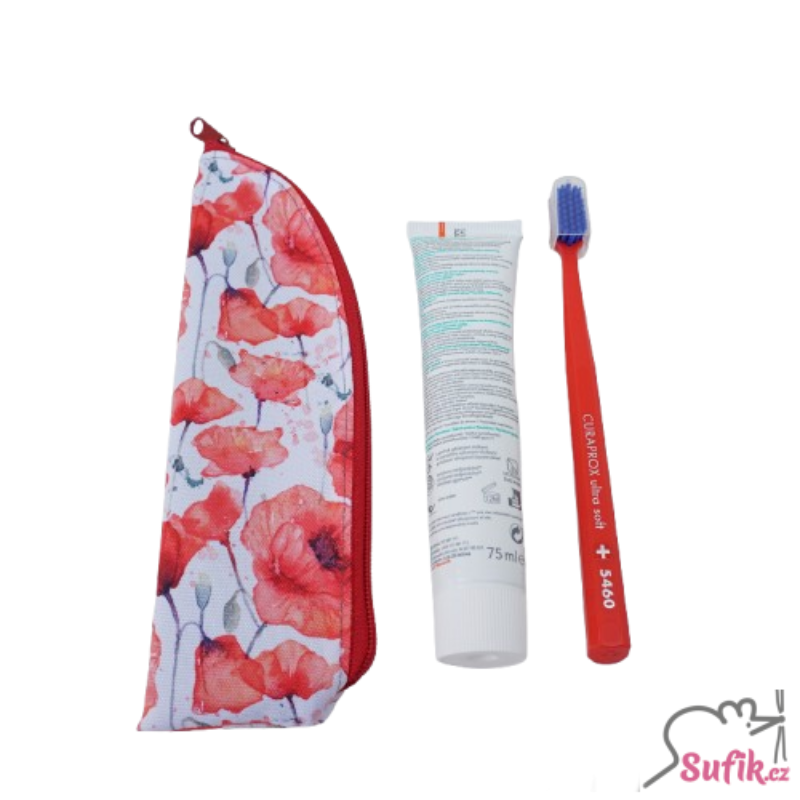 Kapsička na příbory/kartáček na zuby vlčí máky 