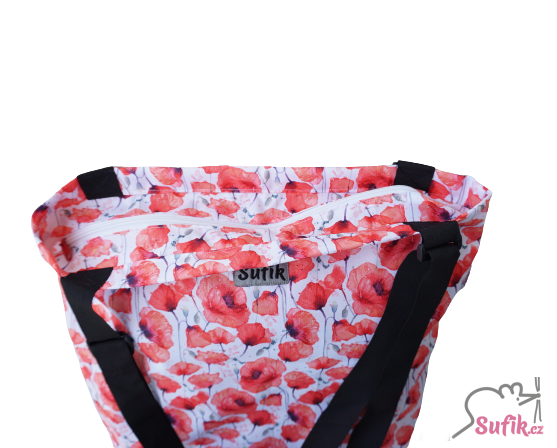 Nákupní taška na zip vlčí máky