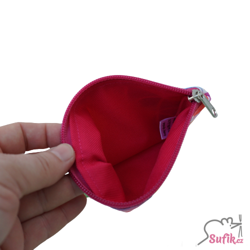 Kapsička na zip 10x14 cm duhové trojúhelníky/růžová