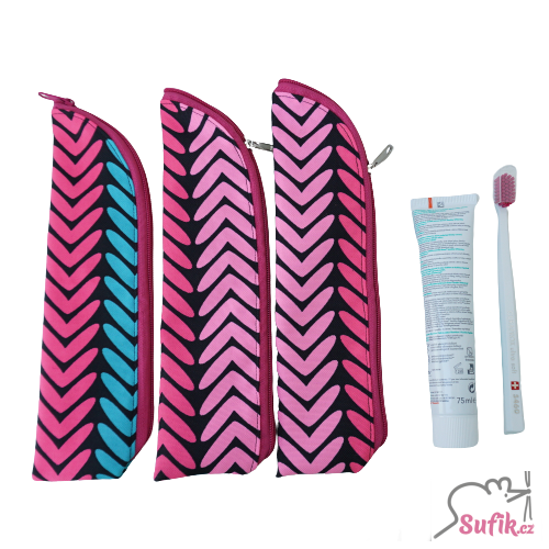 Kapsička na příbory/kartáček na zuby šipky růžové/řůžová