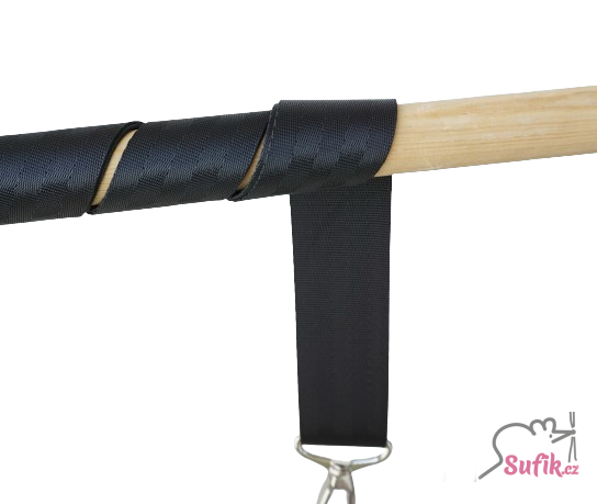 Černý lesklý popruh 4 cm, niklové kování