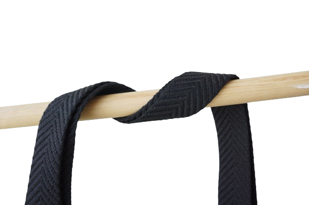 Černý bavlněný popruh 4 cm, niklové kování