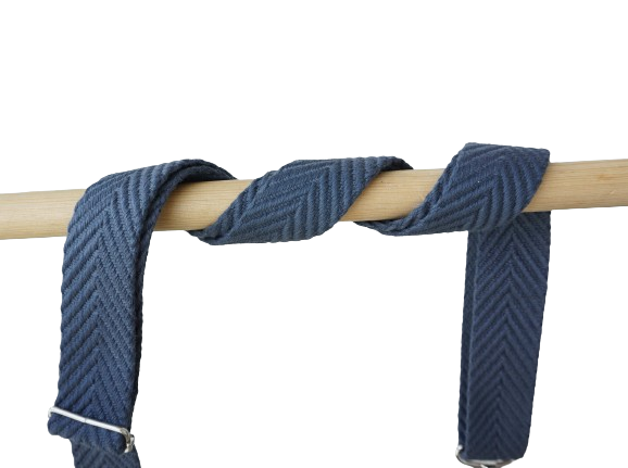 Modrý bavlněný popruh 4 cm, niklové kování