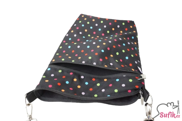 Kabelka A4 černá barevný puntík/černá záda