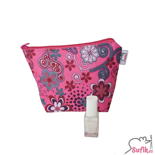 Kosmetická taštička růžová s květy