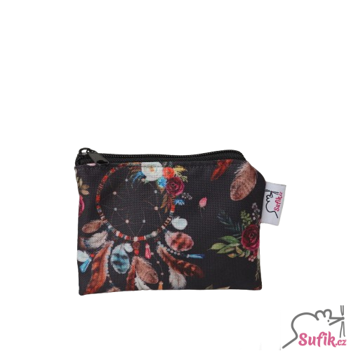 Kapsička na zip 10x13 cm lapače snů na šedé