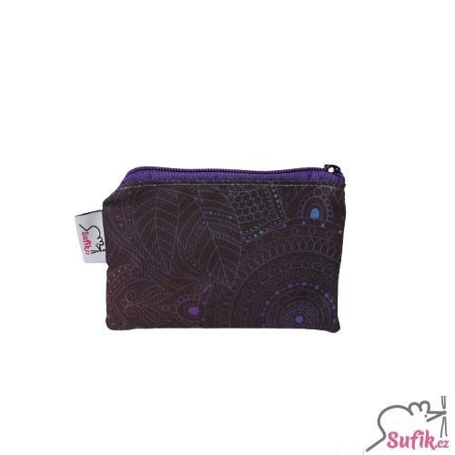 Kapsička na zip 9x13 cm mandaly na černé