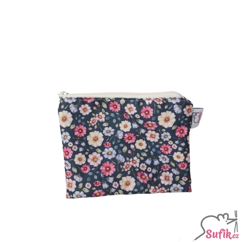 Kapsička na zip 15x19 cm pomněnky na zelené