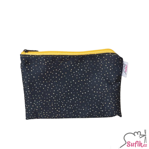 Kapsička na zip 14,5x19,5 cm žluté tečky na černé