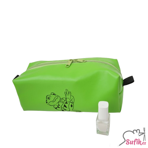 Kosmetická taštička hranatá zelená se žábou