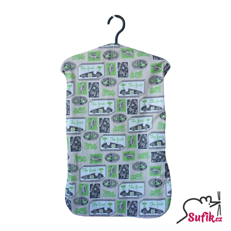 Kapsář do školky na ramínko úzký veteráni/šedá s puntíkem