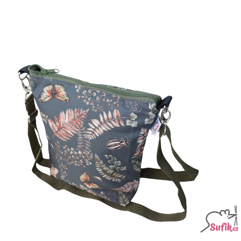 Kabelka crossbody A5 khaki kapradí