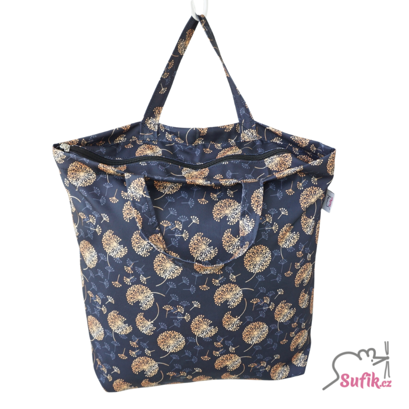 Nákupní taška na zip, krátká ucha pampelišky