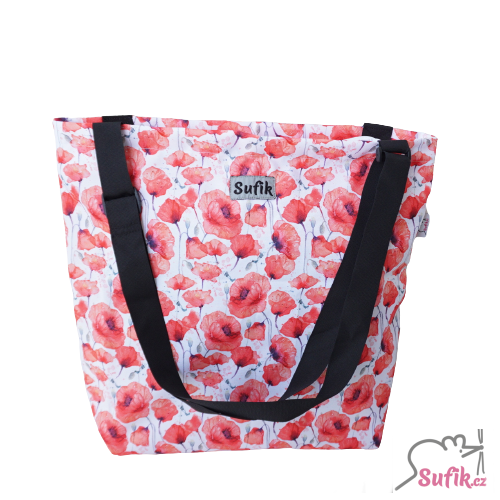 Nákupní taška na zip vlčí máky