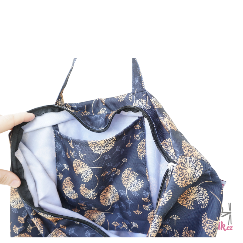 Nákupní taška na zip, krátká ucha pampelišky