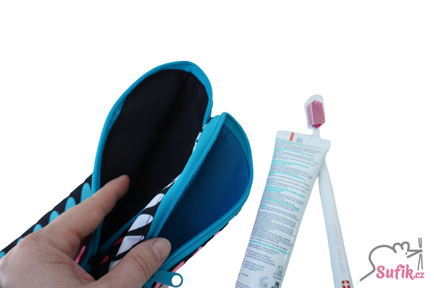 Kapsička na příbory/kartáček na zuby šipky růžové/tyrkys