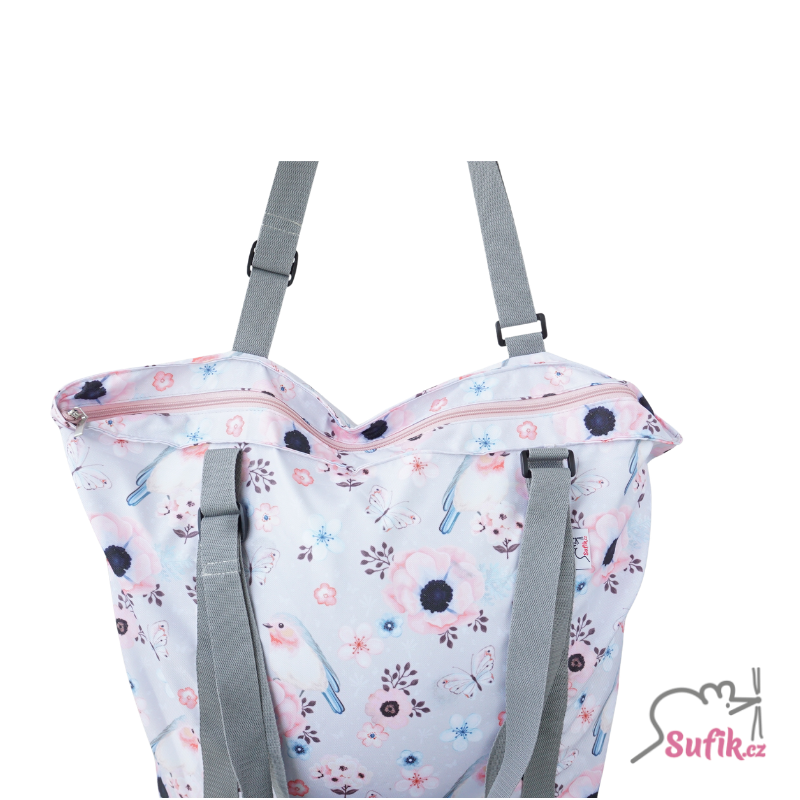 XXL nákupní a plážová taška na zip ptáčci