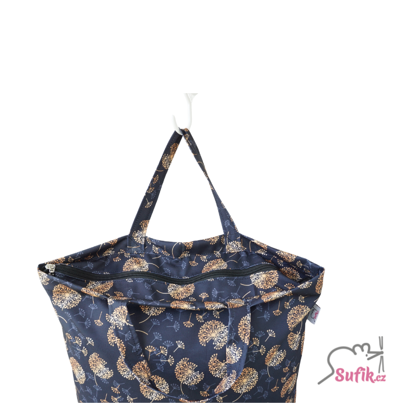 Nákupní taška na zip, krátká ucha pampelišky
