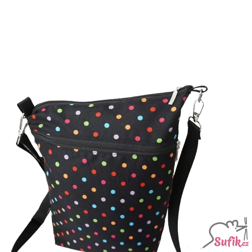 Kabelka A4 černá barevný puntík/černá záda