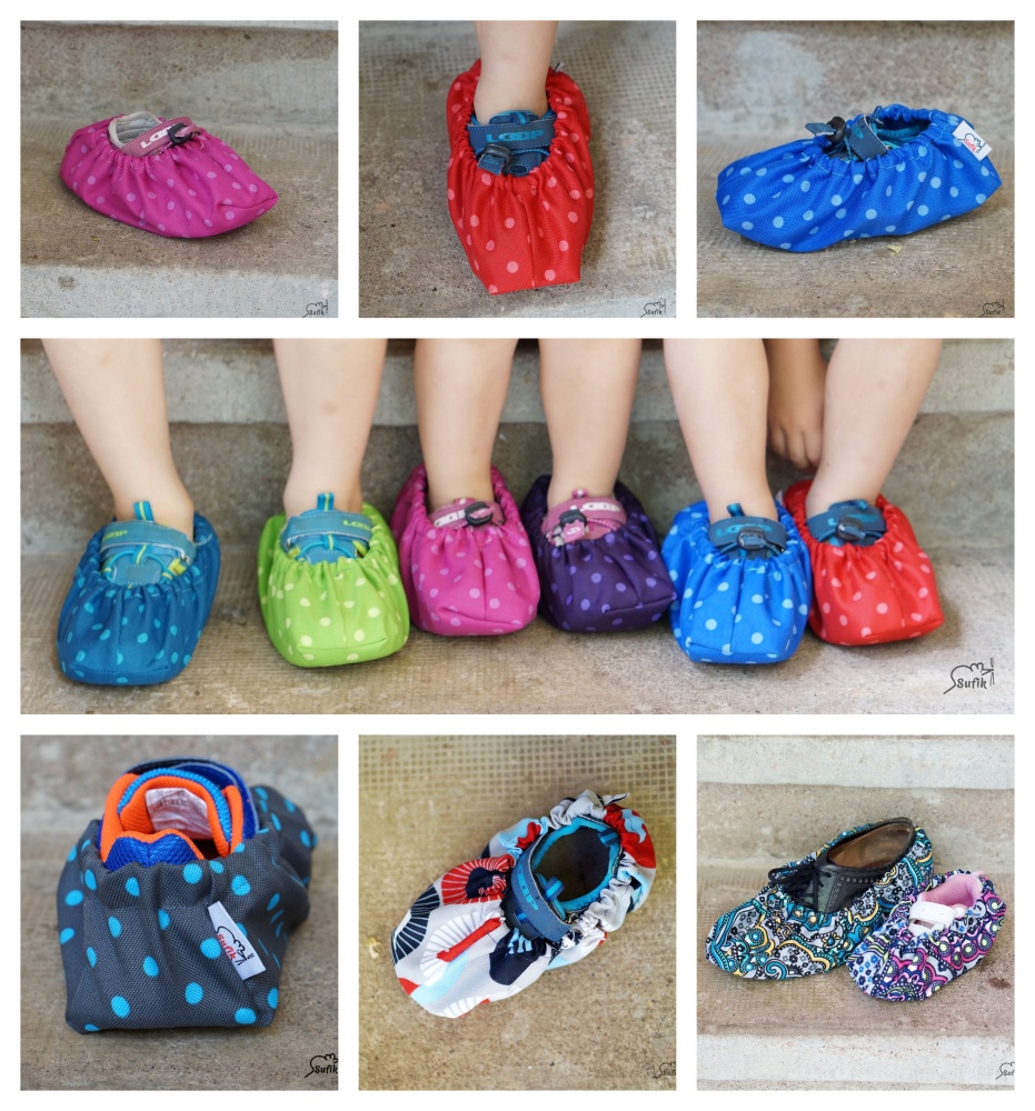 Návleky na boty 19-24 luční kytky na modré