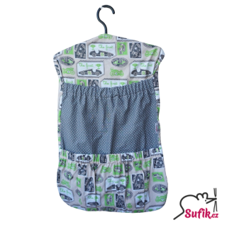 Kapsář do školky na ramínko úzký veteráni/šedá s puntíkem