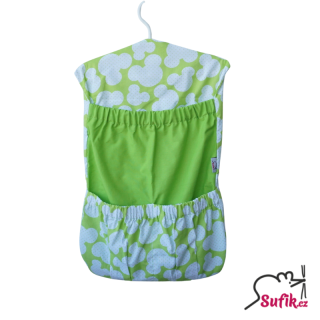 Kapsář do školky na ramínko úzký myší ouška/zelená