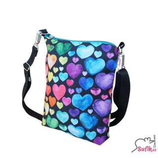 Kabelka crossbody A5 srdíčka