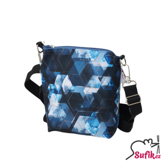 Kabelka crossbody A6 modré hexagony